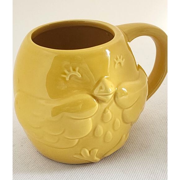 MUG/CUP-Lemon Yellow-Bird 3-D Embossed Design-Holds 12 oz (1.5 cups) - Picture 3 of 10